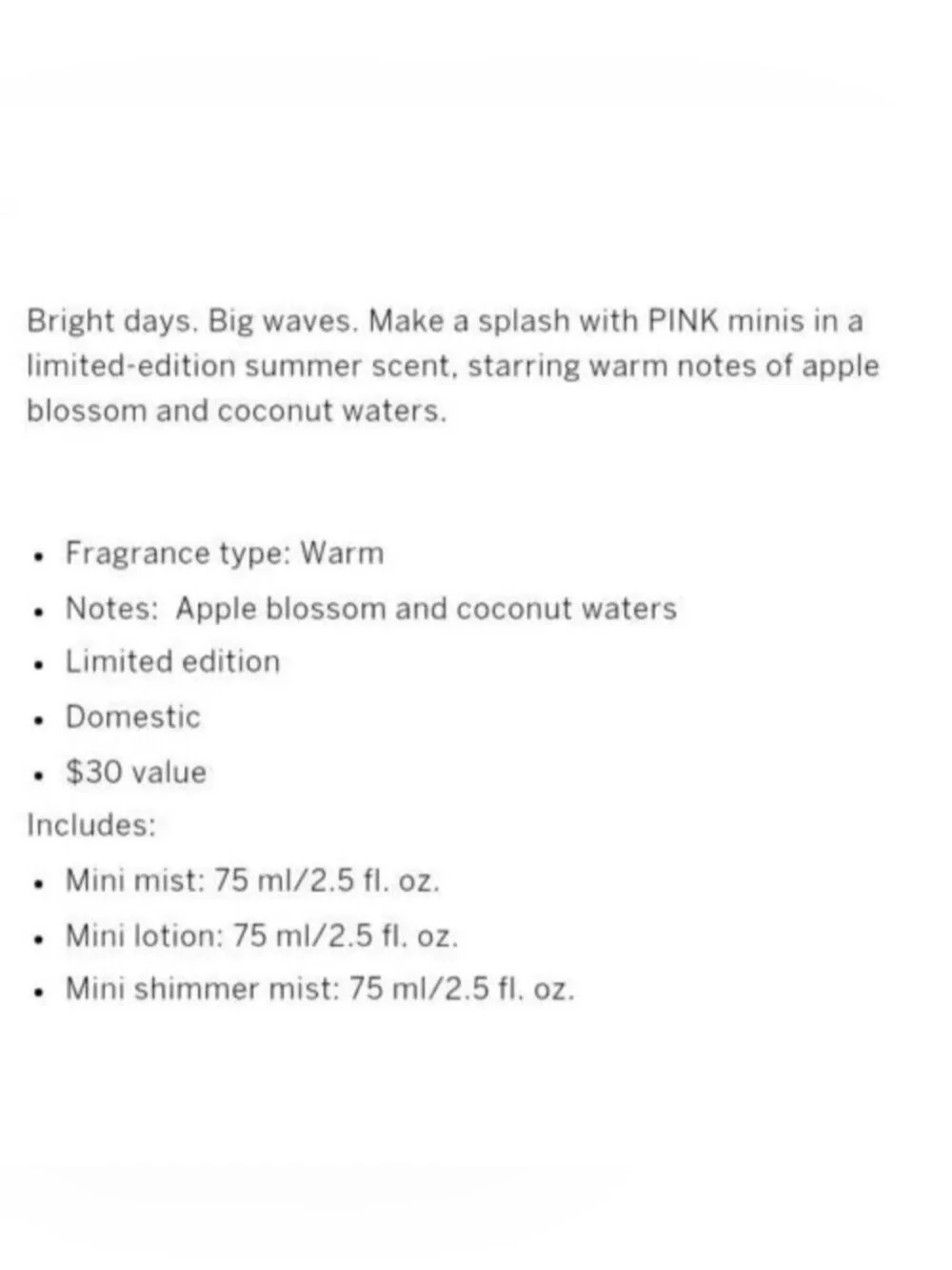 Victoria’s Secret PINK Coconut Waters Gift Set